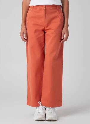 Pantalon drept țesătură poplin mărime normală portocalie YELLOW LABEL femeie
