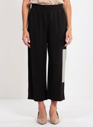 Pantalon larg țesătură poplin mărime normală negru MAT FASHION femeie