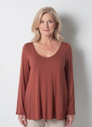 Tricou mâneci lungi mâneci lungi maro AN II VITO femeie