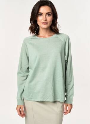 Pulover țesătură melanj mâneci lungi verde NICE THINGS femeie