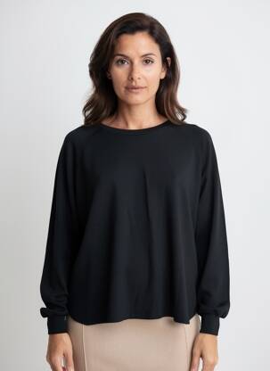 Pulover țesătură melanj mâneci lungi negru NICE THINGS femeie