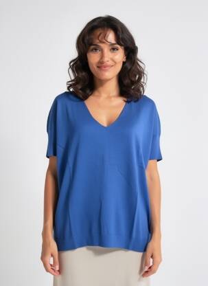 Tricou elasticitate mâneci scurte albastru ZILCH femeie