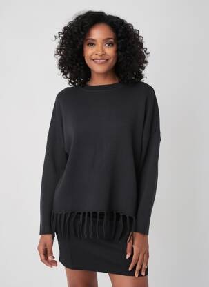 Pulover croială cambrată mâneci lungi negru K-DESIGN femeie