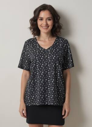 Tricou elasticitate mâneci scurte negru SOPHIA femeie