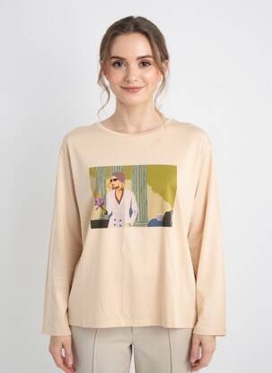 Tricou mâneci lungi mâneci lungi bej NICE THINGS femeie