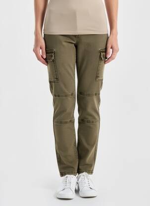 Pantalon cargo subțire talie joasă verde YEST femeie