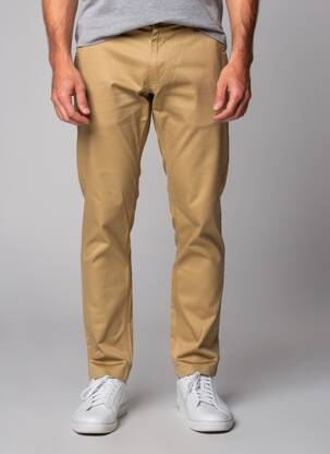 Pantalon chino țesătură poplin mărime normală maro DAYTONA bărbat