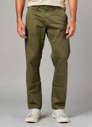Pantalon chino țesătură poplin mărime normală verde DAYTONA bărbat