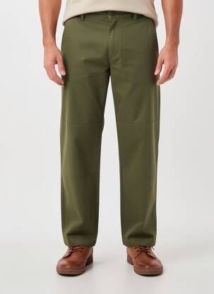 Pantalon chino țesătură poplin mărime normală verde DAYTONA bărbat