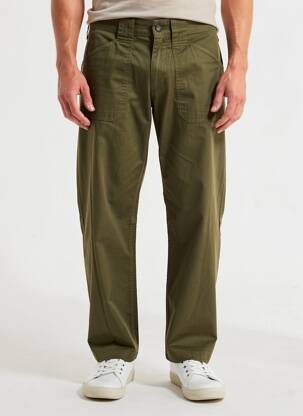 Pantalon drept țesătură poplin mărime normală verde DAYTONA bărbat