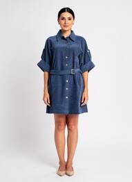 Rochie scurtă mâneci scurte mâneci scurte albastru MOLLY BRACKEN femeie