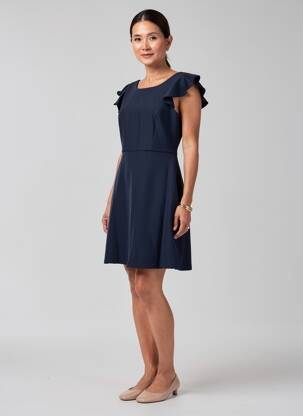 Rochie scurtă croială fluidă mâneci scurte albastru MOLLY BRACKEN femeie