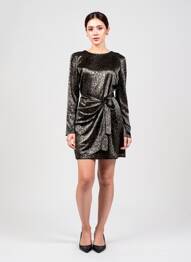 Rochie scurtă închidere cu fermoar la spate mâneci lungi verde MOLLY BRACKEN femeie