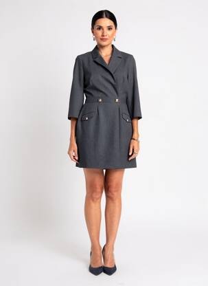 Rochie scurtă mâneci 3/4 mâneci 3/4 gri MORGAN femeie