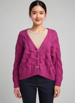 Vestă cu mâneci lungi strânsă pe partea de jos violet MOLLY BRACKEN femeie