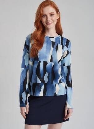 Pulover croială cambrată mâneci lungi albastru B.YOUNG femeie