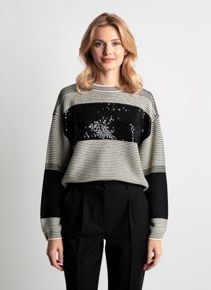 Pulover elasticitate mâneci lungi negru VILA femeie