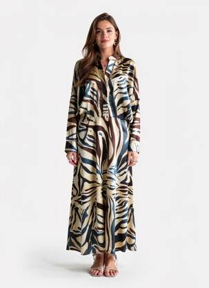Rochie lungă mâneci lungi mâneci lungi bej SALSA femeie