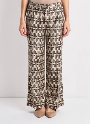 Pantalon drept talie elastică bej DEELUXE femeie