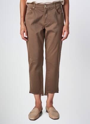 Pantalon 7/8 închidere cu fermoar sub clapetă cu nasturi maro LOLA ESPELETA femeie