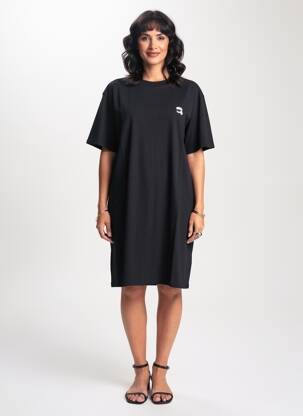 Rochie midi mâneci scurte mâneci scurte negru KARL LAGERFELD femeie