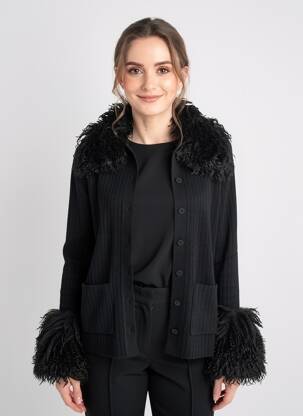 Vestă cu mâneci lungi guler rotund negru TWINSET femeie