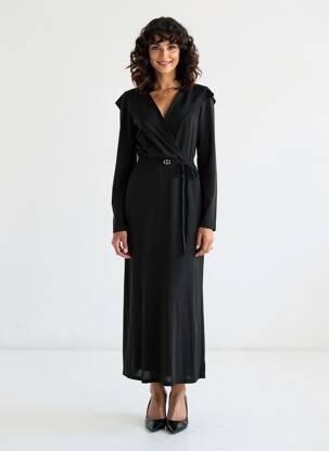 Rochie lungă mâneci lungi mâneci lungi negru TWINSET femeie