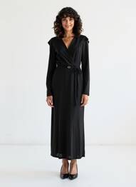 Rochie lungă mâneci lungi mâneci lungi negru TWINSET femme