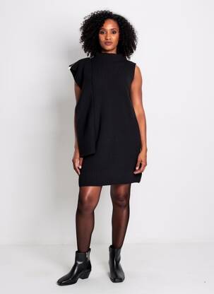Rochie pulover croială dreaptă mâneci scurte negru LIU JO femeie