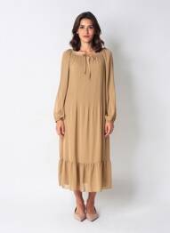 Rochie lungă mâneci lungi mâneci lungi maro ZEPELINE femeie