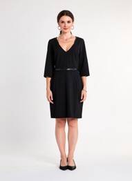 Rochie midi mâneci 3/4 mâneci 3/4 negru SURKANA femeie