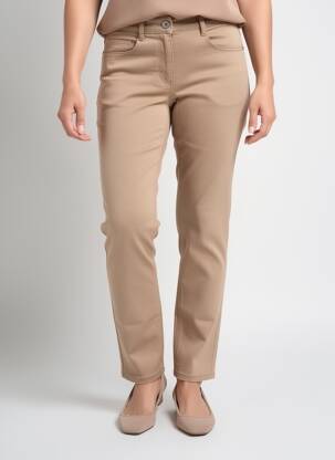 Pantalon slim țesătură poplin mărime normală maro BRANDTEX femeie