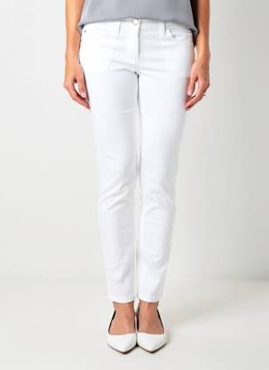 Pantalon slim țesătură poplin mărime normală alb BRANDTEX femeie