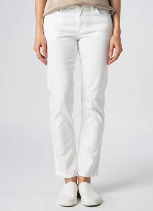 Pantalon slim țesătură poplin mărime normală alb BRANDTEX femeie