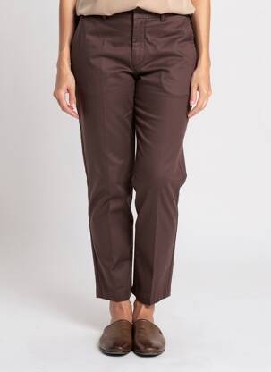 Pantalon chino țesătură poplin mărime normală maro LABDIP femeie