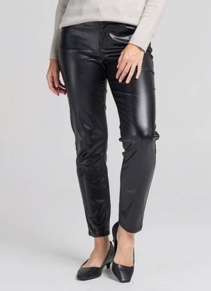 Pantalon slim țesătură acoperită mărime normală negru ICHI femeie