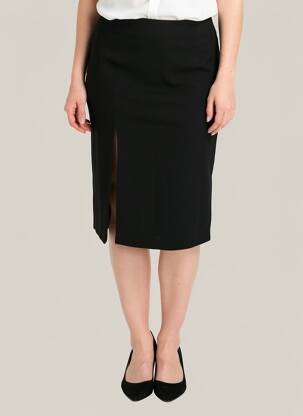 Fustă midi talie cu cleme negru GRACE & MILA femeie