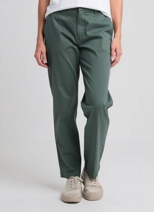 Pantalon chino țesătură poplin mărime normală verde LABDIP femeie