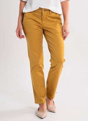 Pantalon chino talie joasă talie joasă galben HAPPY femeie