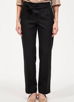 Pantalon drept țesătură crep mărime normală negru SIGNE NATURE femeie