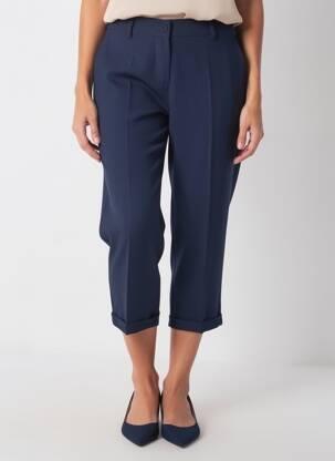 Pantalon 7/8 talie cu cleme mărime normală albastru PAKO LITTO femeie