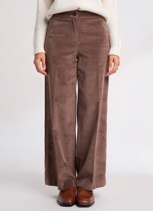 Pantalon larg închidere cu fermoar sub clapetă cu nasturi mărime normală maro SIGNE NATURE femeie