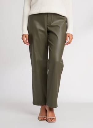 Pantalon drept talie elastică mărime normală verde SIGNE NATURE femeie