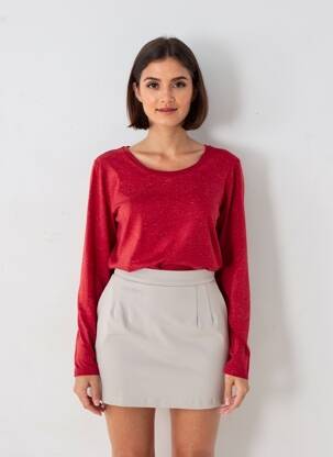 Tricou mâneci lungi mâneci lungi roșu ICHI femeie