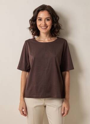 Tricou croială dreaptă mâneci scurte maro STREET ONE femeie