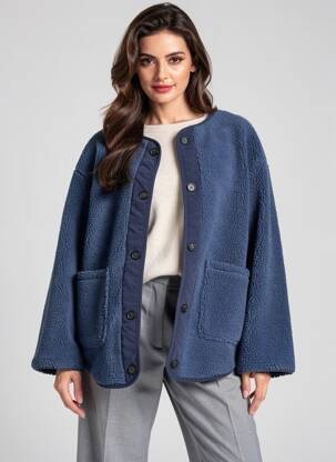 Jachete casual guler rotund albastru B.YOUNG femeie