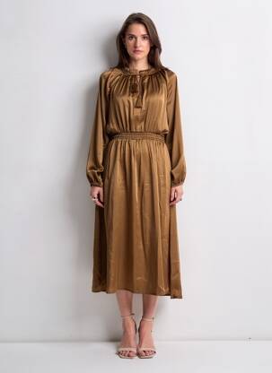 Rochie lungă mâneci lungi mâneci lungi maro AN' GE femeie