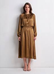 Rochie lungă mâneci lungi mâneci lungi maro AN' GE femeie