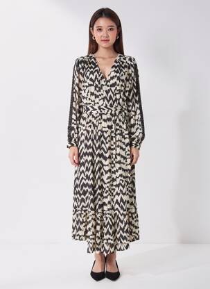 Rochie lungă mâneci lungi mâneci lungi negru LA PETITE FRANCAISE femeie