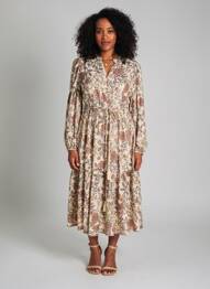 Rochie lungă mâneci lungi mâneci lungi bej MKT STUDIO femeie
